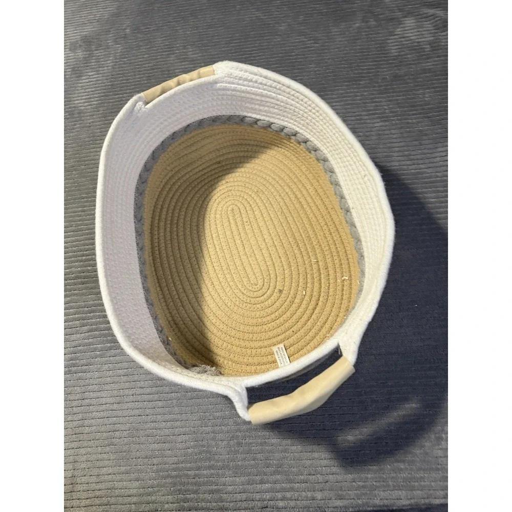 Short Stories Large Rope Basket Round Woven With Handle 9.8x9.8x3 FFF